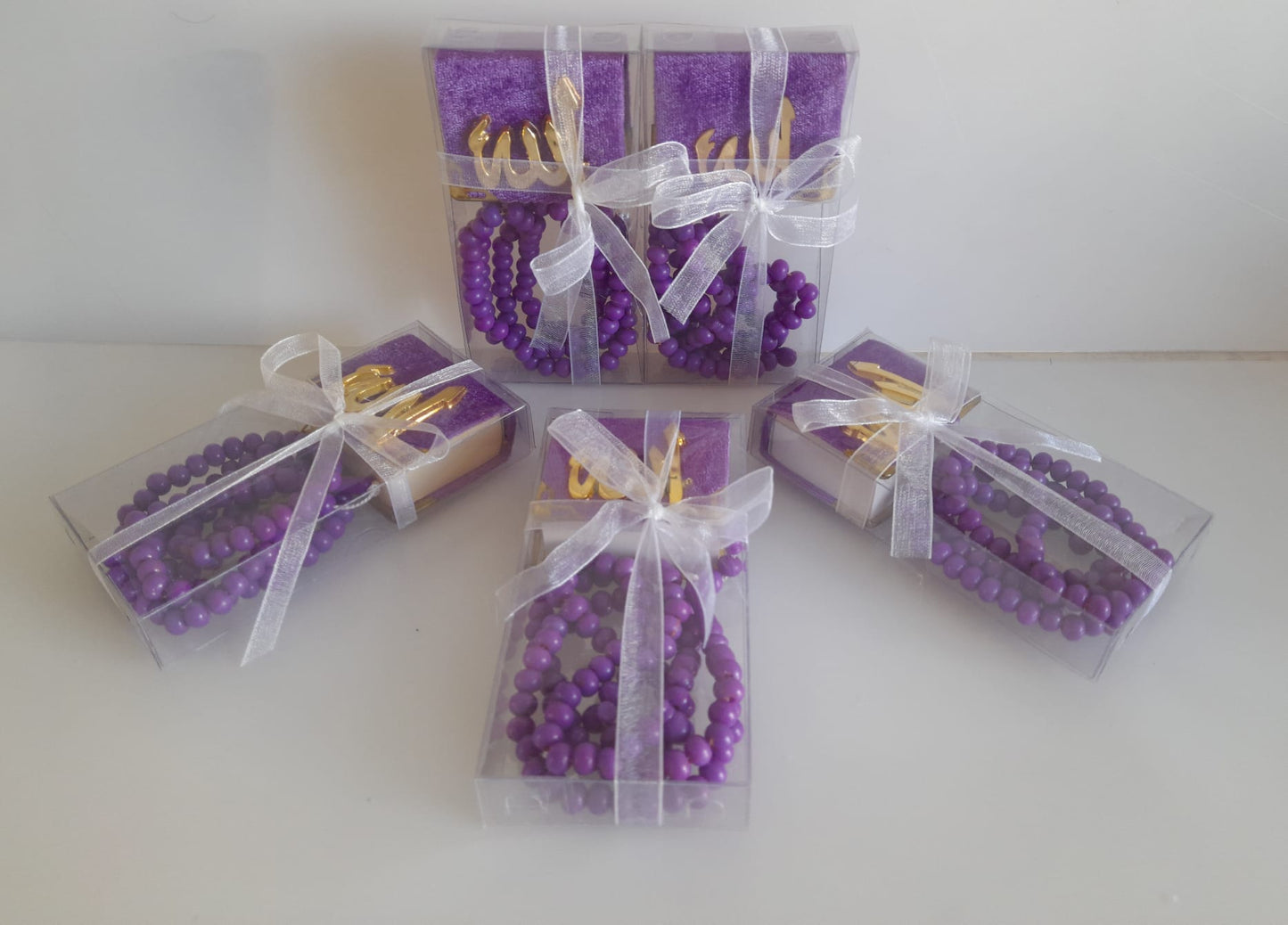 Kutulu Mini Kuran ve Tesbih Seti Lila Renk