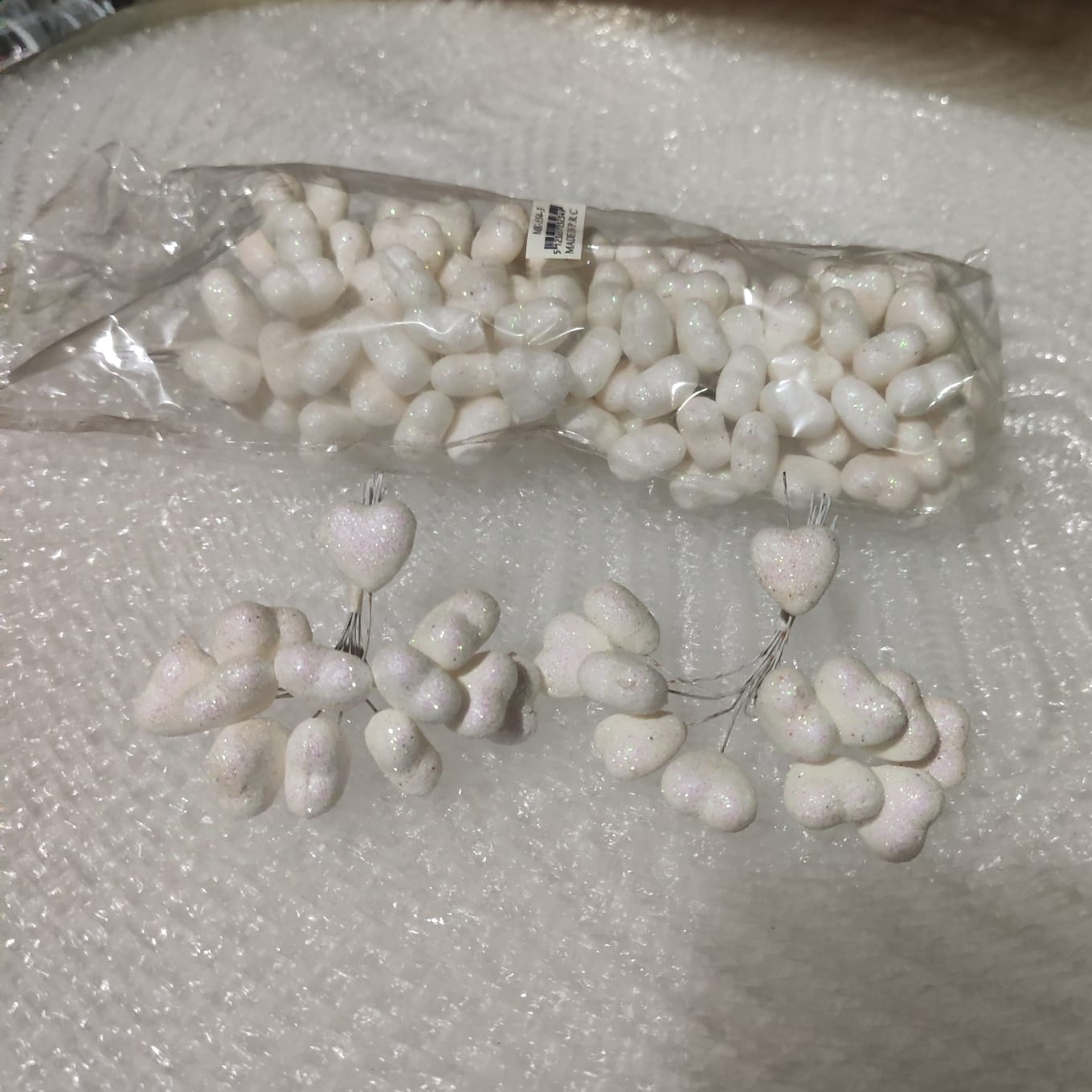 Beyaz Strafor Kalp Süsleme