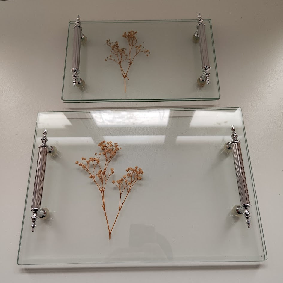 Çift Cam Cipso Nişan Tepsisi Hayala Kulp