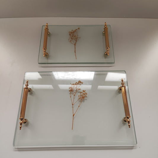 Çift Cam Cipso Nişan Tepsisi Hayala Kulp