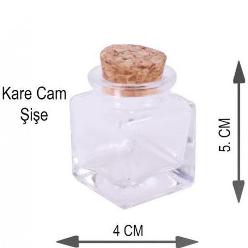 Mantar Tıpalı Kare Cam Şişe