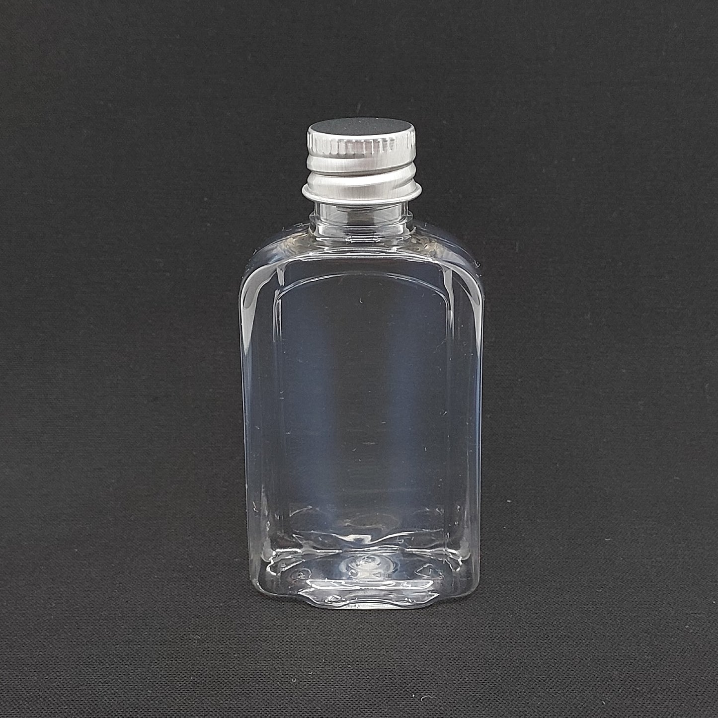 50 cc Pet Dikdörtgen Şişe - Gümüş Metal Kapak