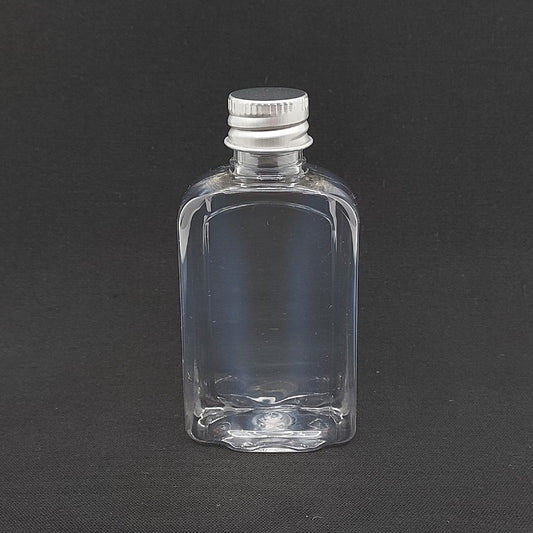 50 cc Pet Dikdörtgen Şişe - Gümüş Metal Kapak