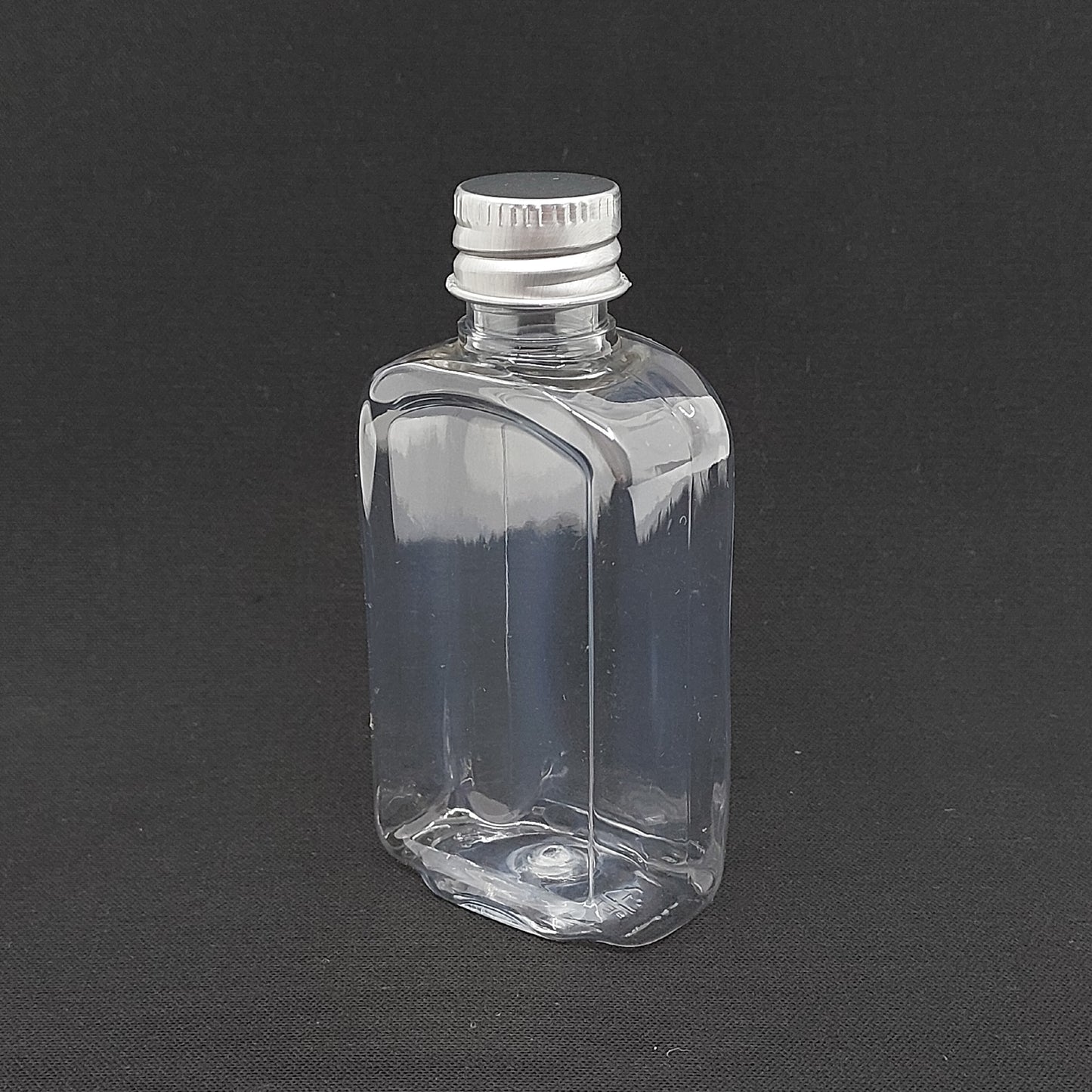 50 cc Pet Dikdörtgen Şişe - Gümüş Metal Kapak